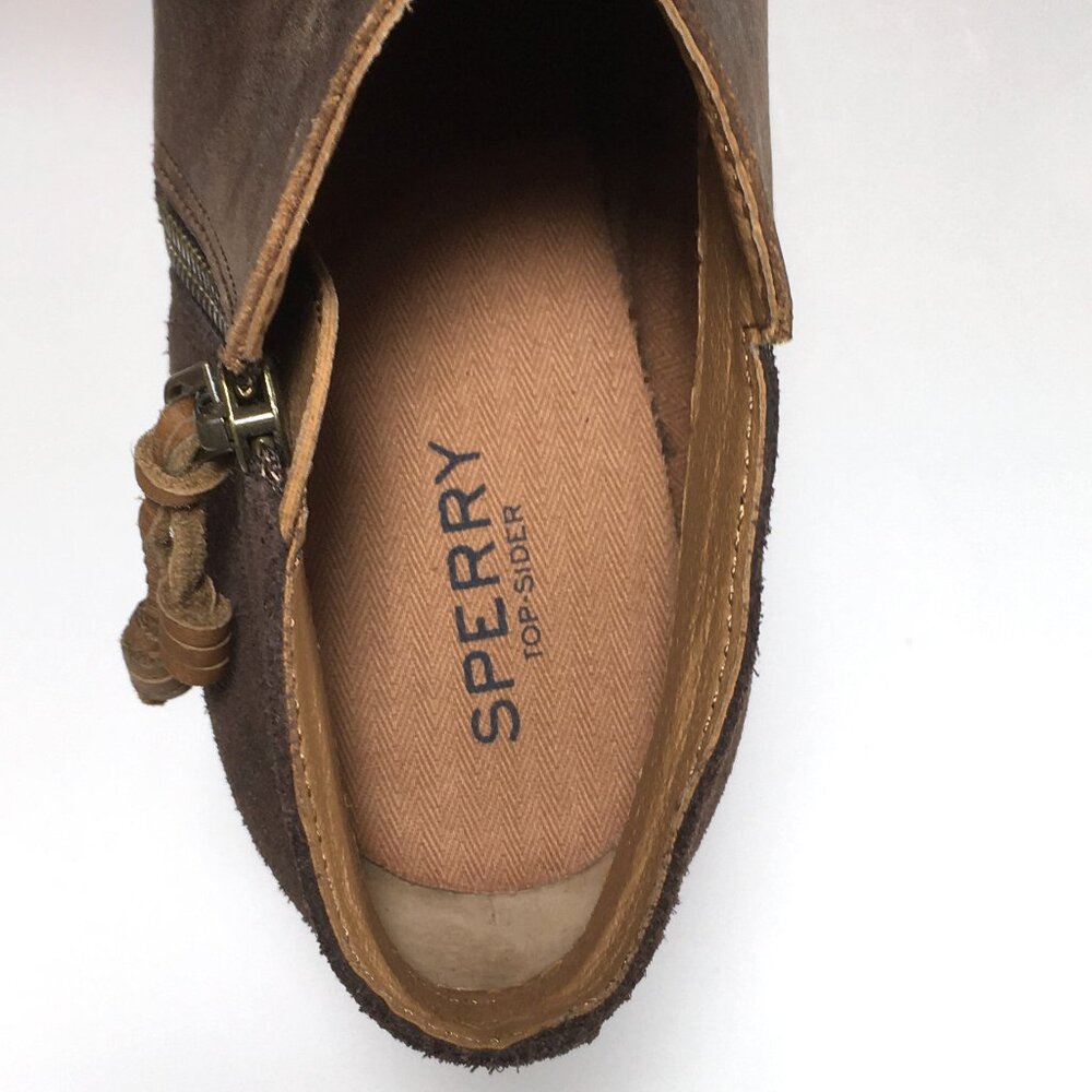 Sperry Top Sider Dasher Booties Womens Size 7.5 M Brown Leather Side Zip - Picture 9 of 9